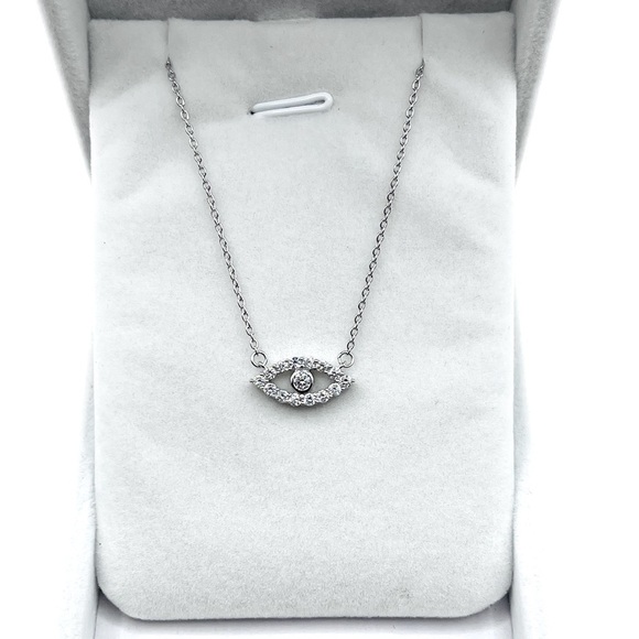 .50 cts VS Lab Diamond Evil Eye Sterling Silver Necklace - Picture 4 of 6